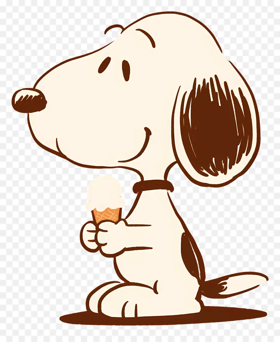 Snoopy Tomando Sorvete，Cachorro De Desenho Animado Com Sorvete PNG