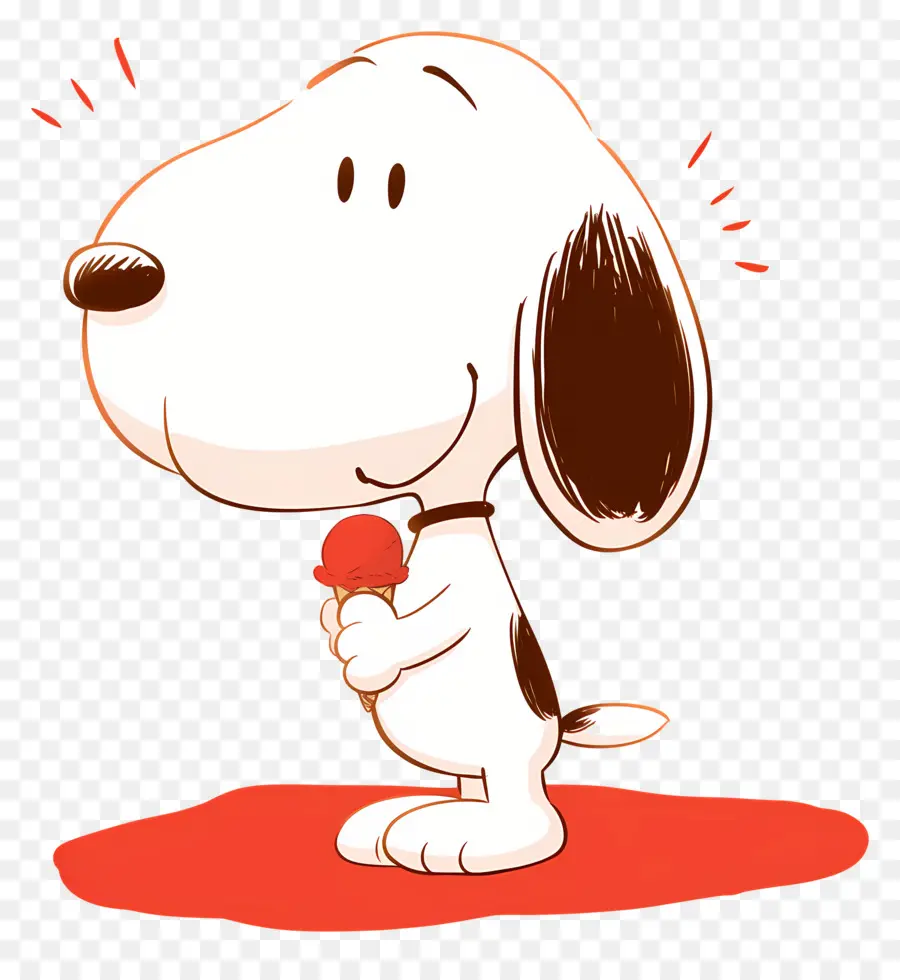 Snoopy Tomando Sorvete，Cão De Desenho Animado Com Picolé PNG