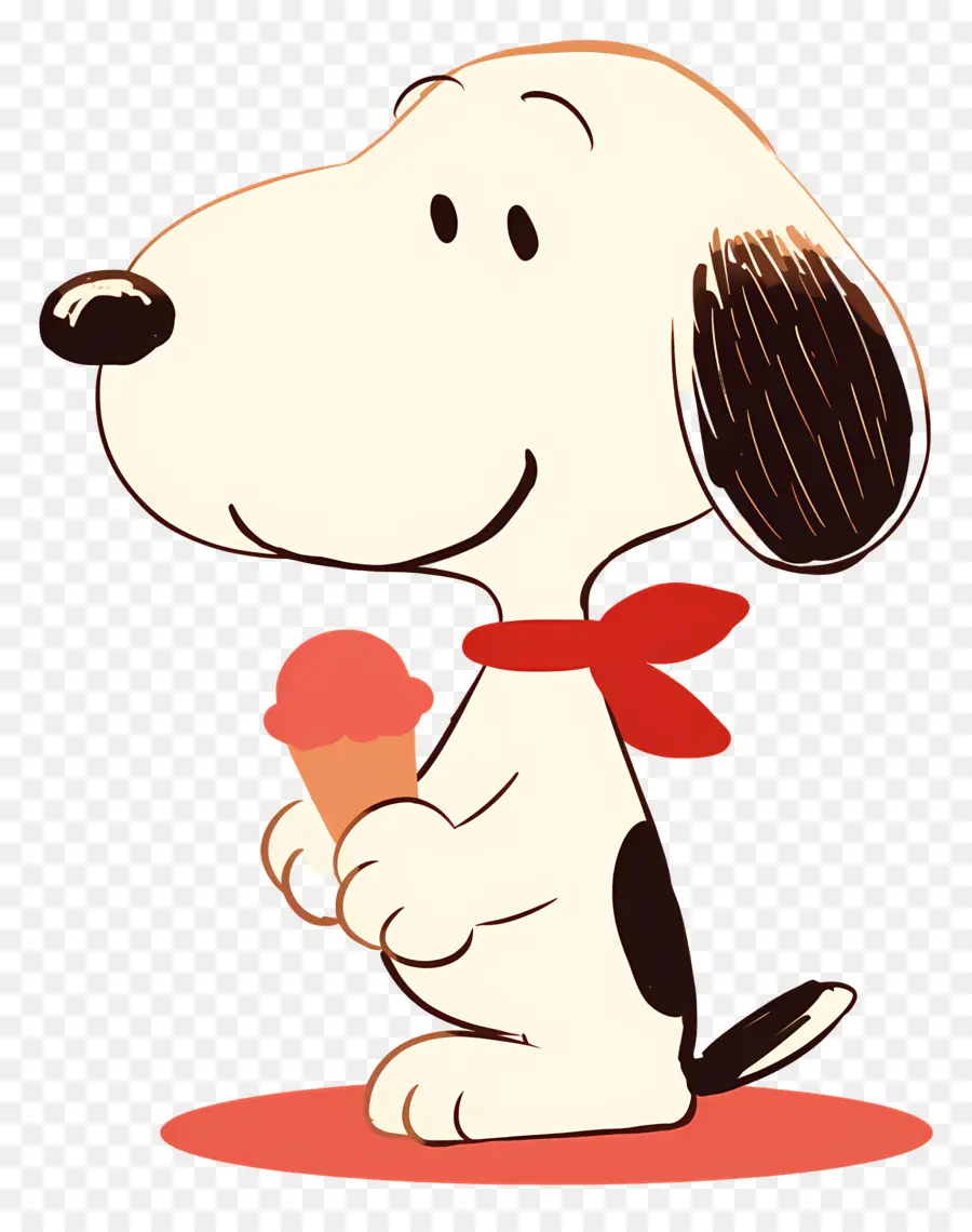 Snoopy Tomando Sorvete，Cão De Desenho Animado Com Sorvete PNG