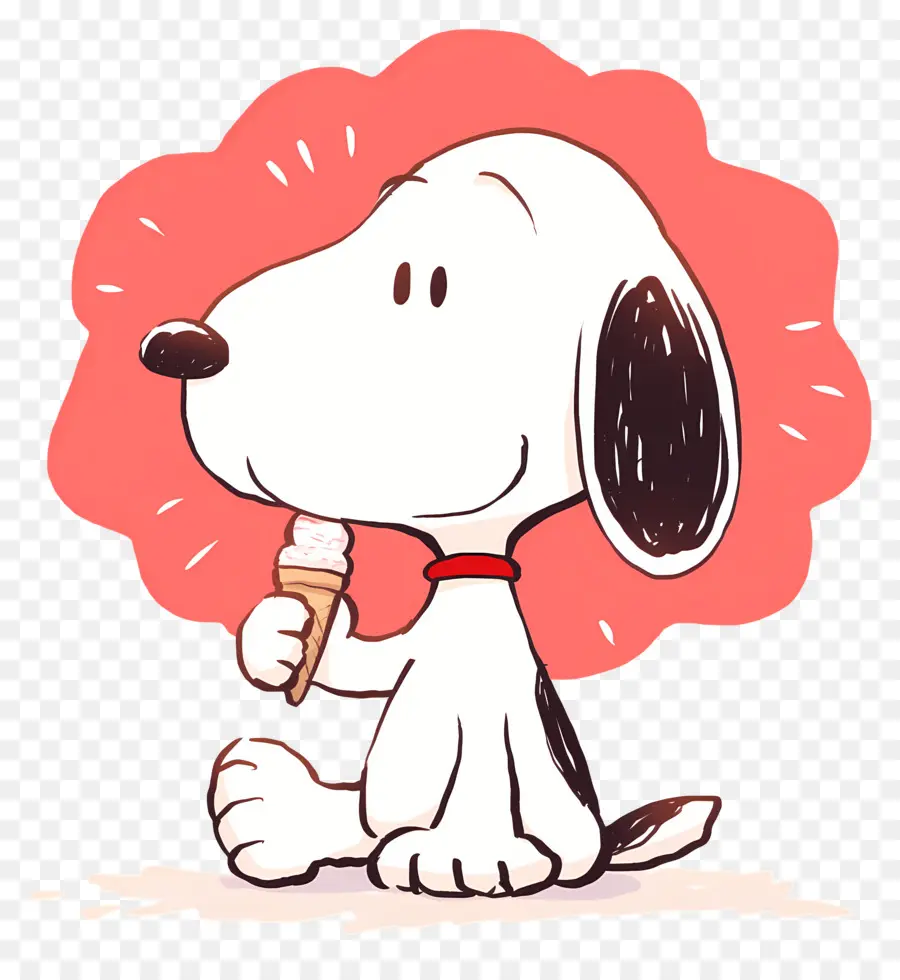 Snoopy Tomando Sorvete，Cão De Desenho Animado Com Sorvete PNG