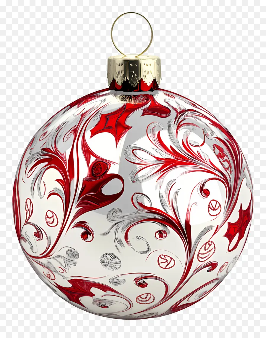 Natal，Ornamento De Prata Com Padrões PNG