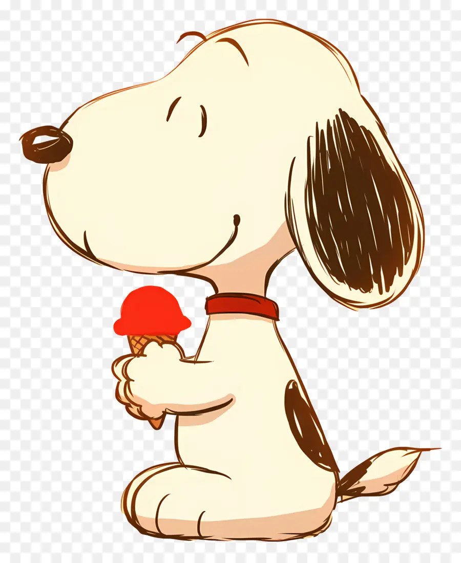 Snoopy Tomando Sorvete，Cão De Desenho Animado Com Picolé PNG