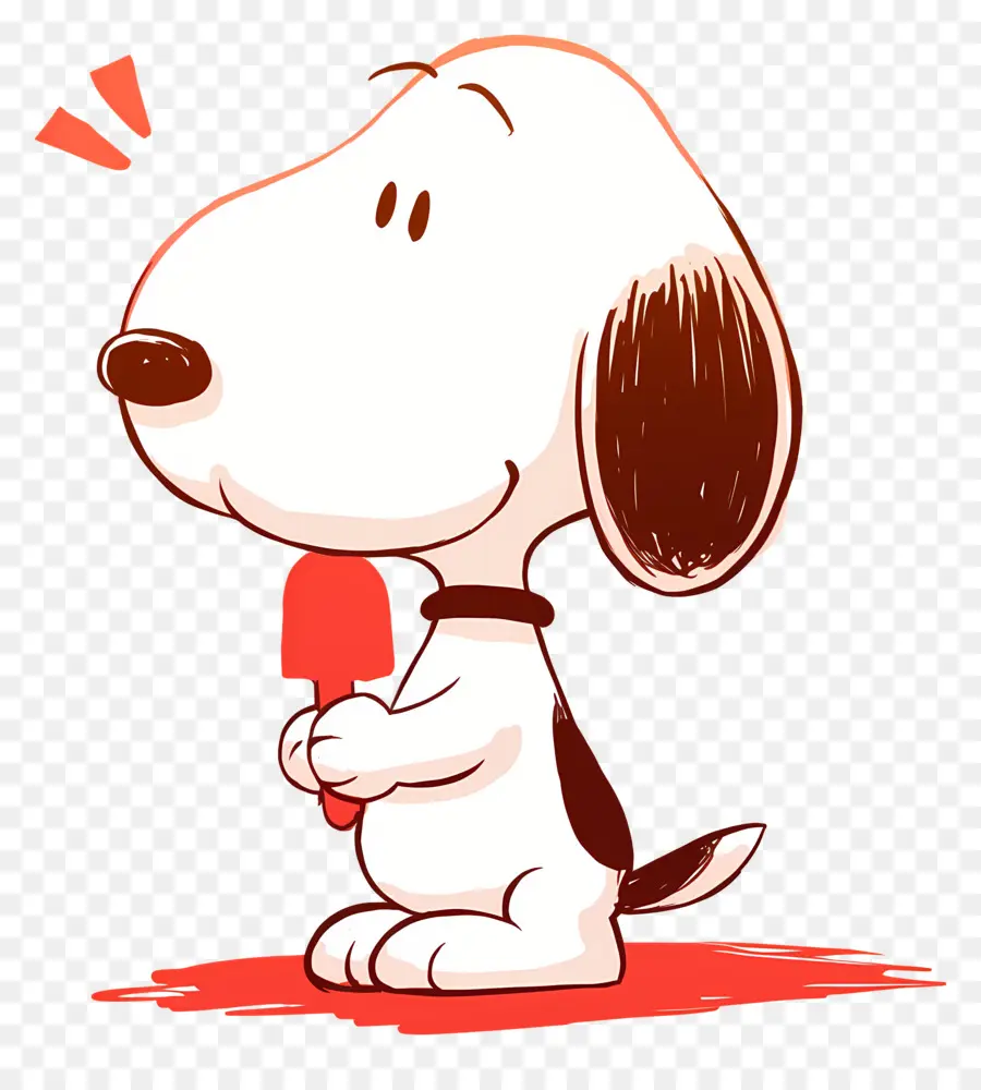 Snoopy Tomando Sorvete，Cachorro De Desenho Animado Com Sorvete PNG