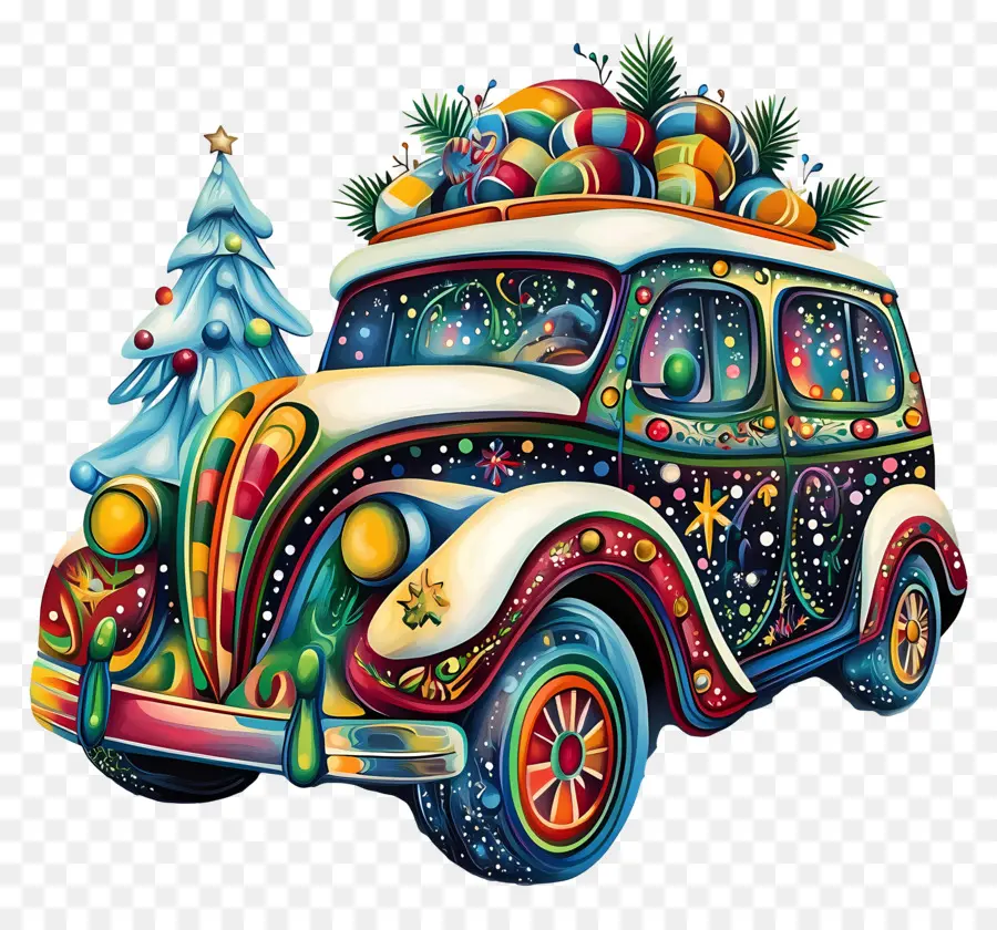 Carro De Natal，Carro De Natal Colorido PNG