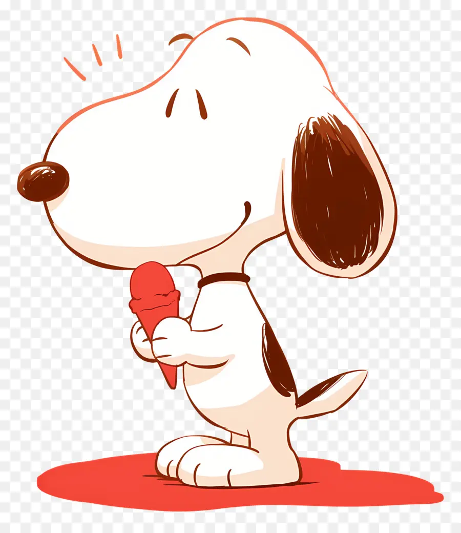 Snoopy Tomando Sorvete，Cachorro De Desenho Animado Com Sorvete PNG