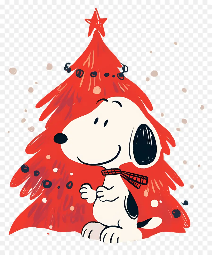 Snoopy，Cão De Desenho Animado Com árvore De Natal PNG