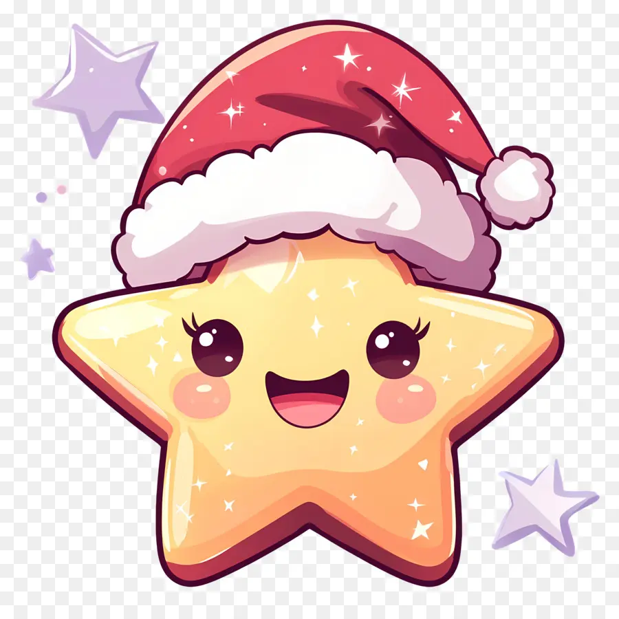 Estrela Animada，Estrela Com Chapéu De Papai Noel PNG