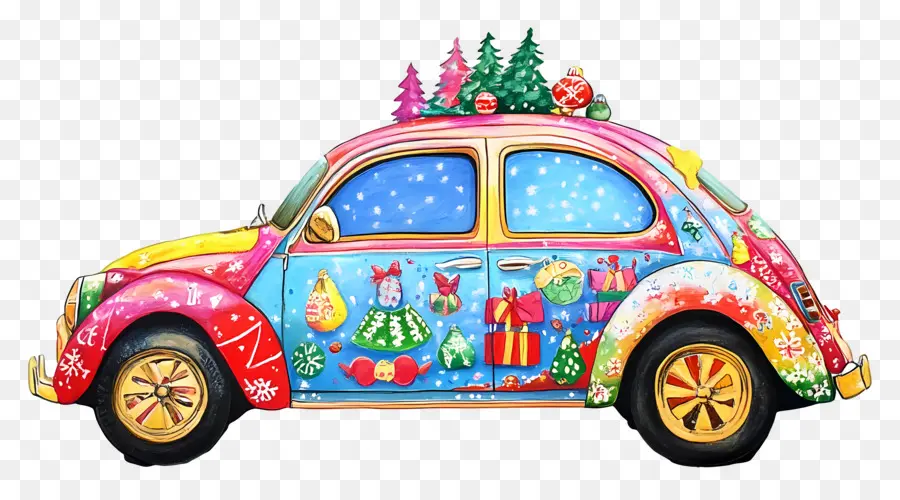 Carro De Natal，Carro Decorado PNG