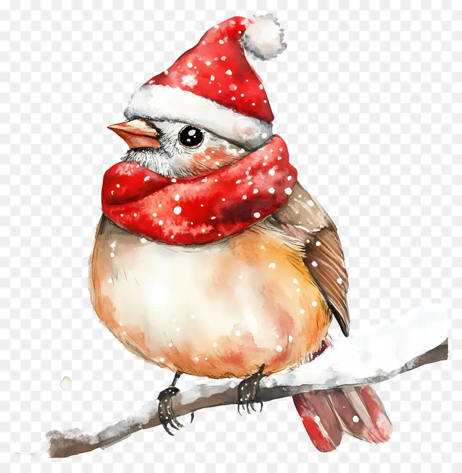 Aquarela De Natal，Papai Noel Pássaro PNG