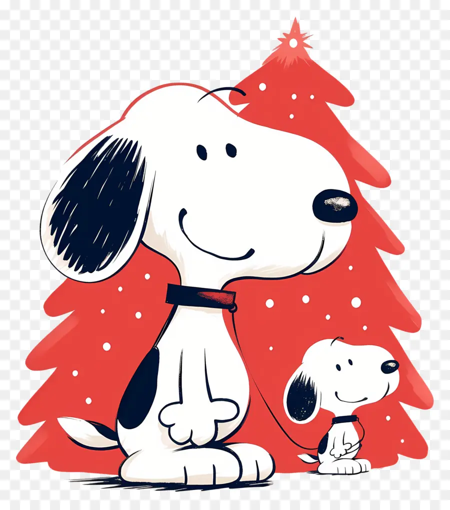 Snoopy，Cão De Desenho Animado Com árvore De Natal PNG