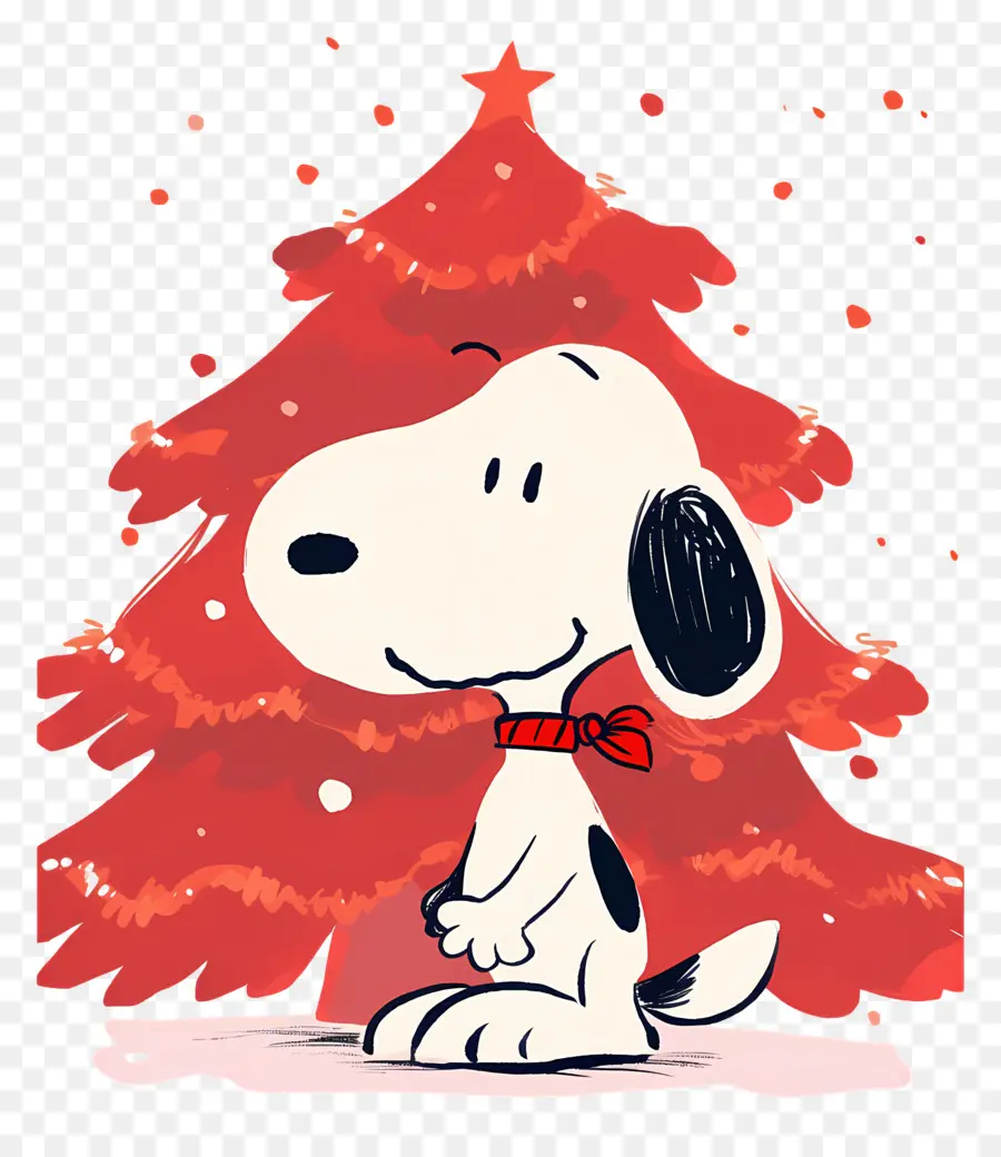 Snoopy，Cão De Desenho Animado Com árvore De Natal PNG