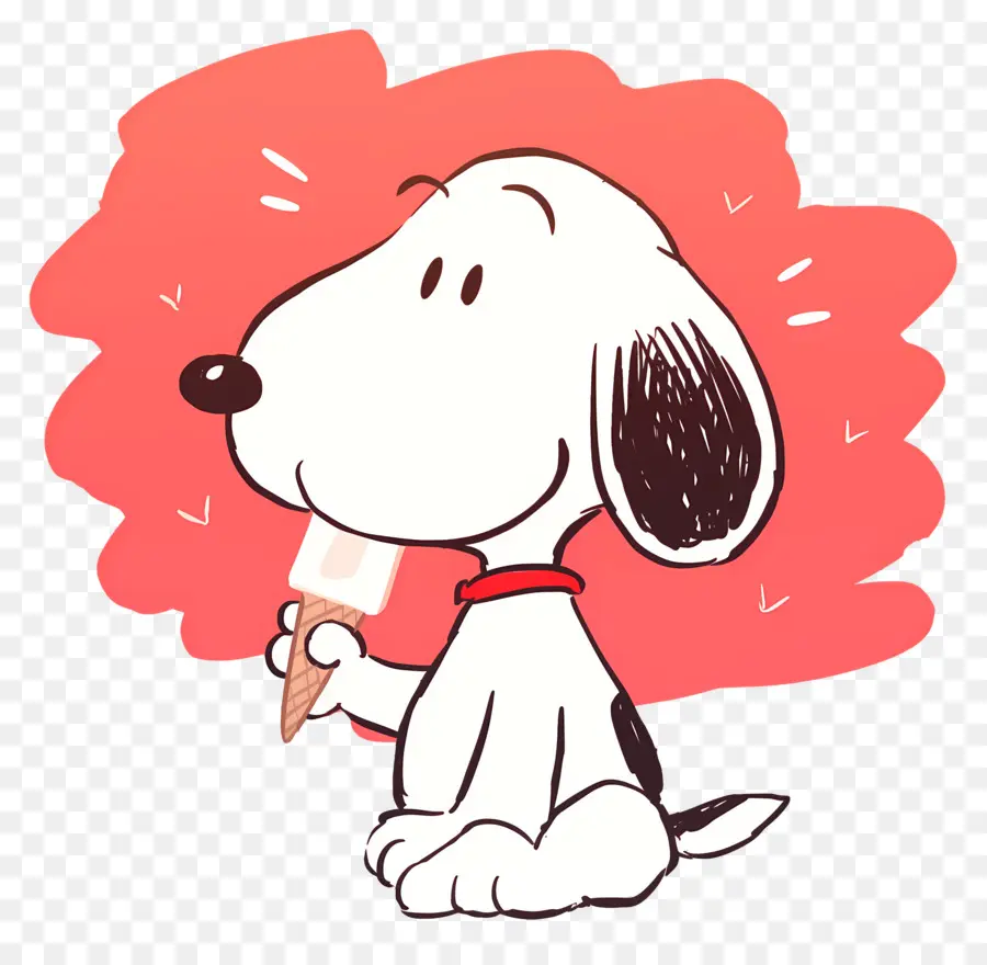 Snoopy Tomando Sorvete，Cão De Desenho Animado Com Sorvete PNG