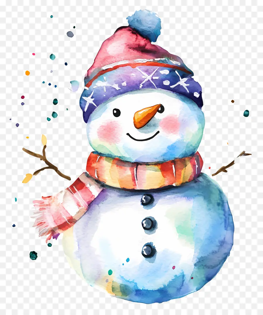 Aquarela De Natal，Boneco De Neve PNG