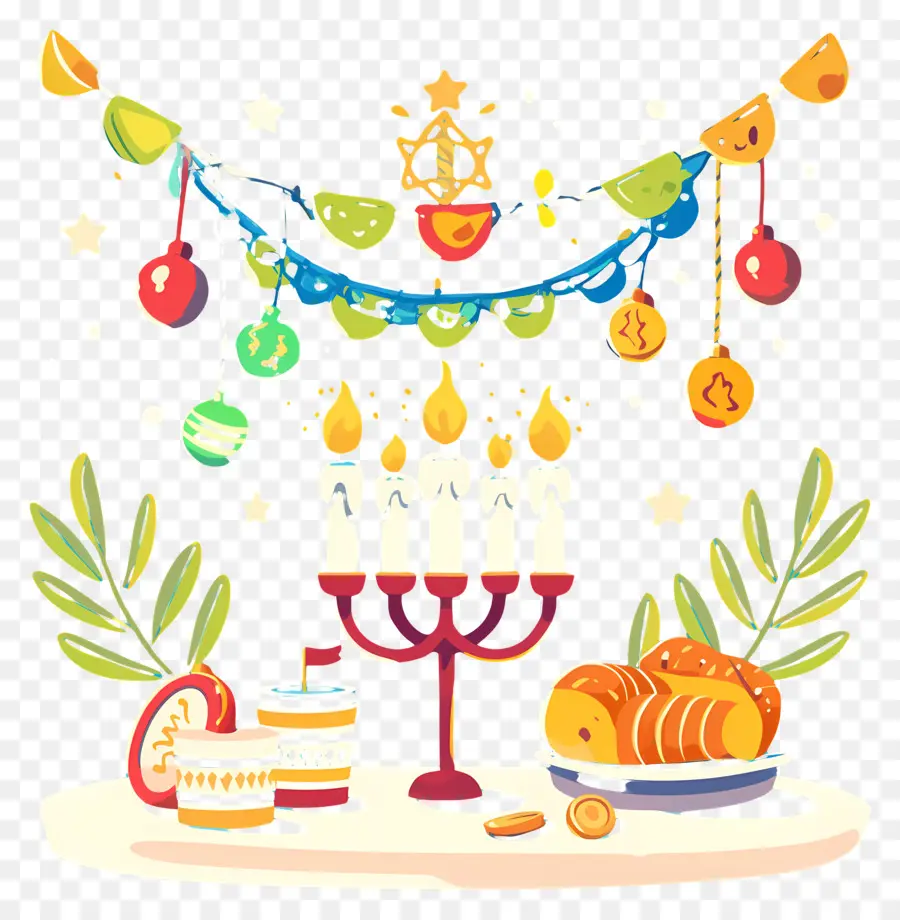 Hanucá，Configuração De Mesa De Hanukkah PNG