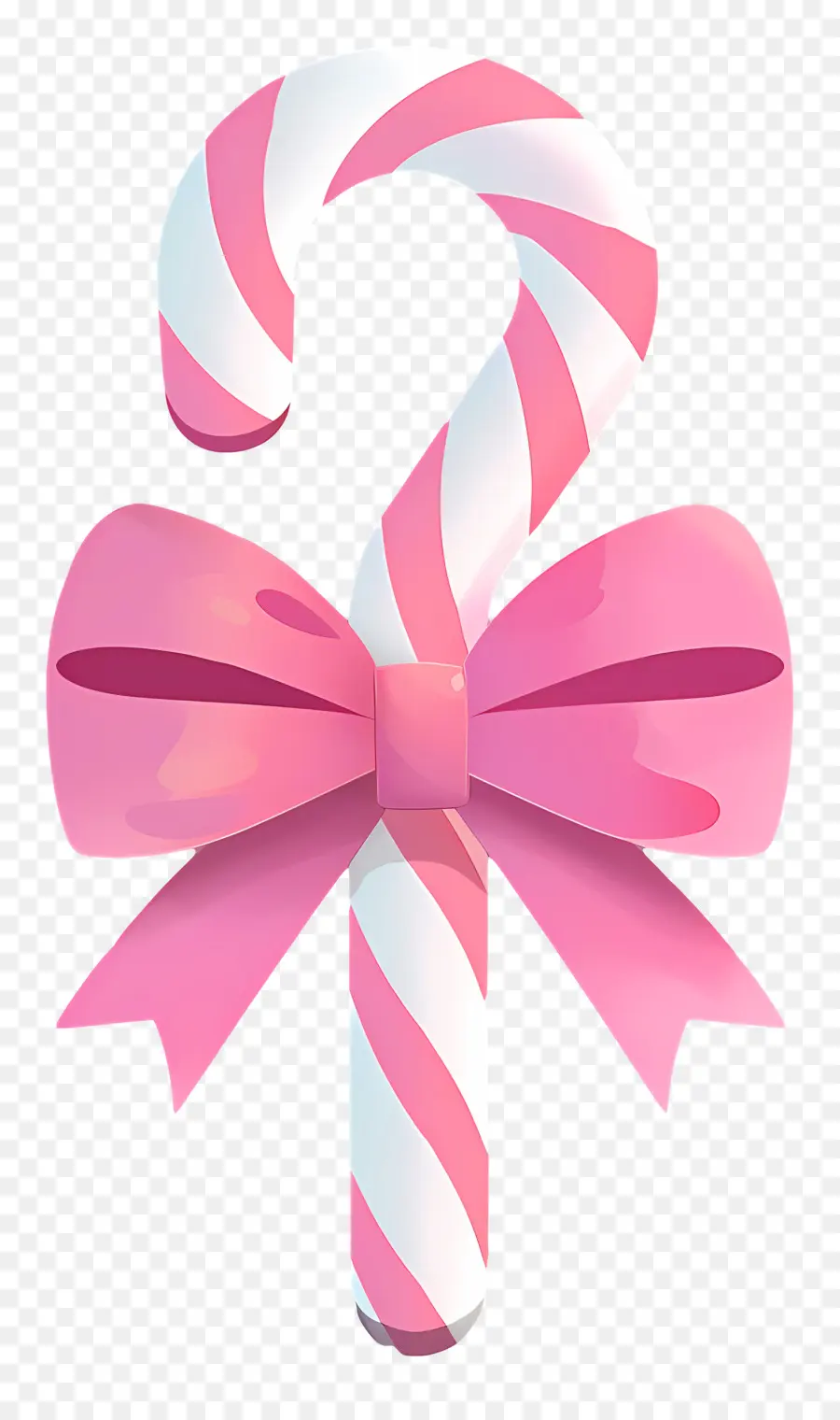 Bastão De Doces De Natal，Bastão De Doces Rosa Com Laço Grande PNG