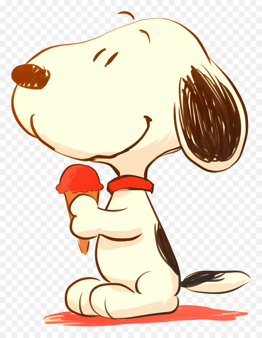 Snoopy Tomando Sorvete，Cão De Desenho Animado Com Picolé PNG