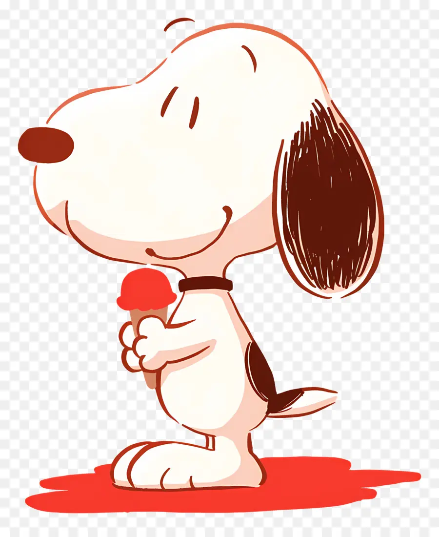 Snoopy Tomando Sorvete，Cão De Desenho Animado Com Picolé PNG