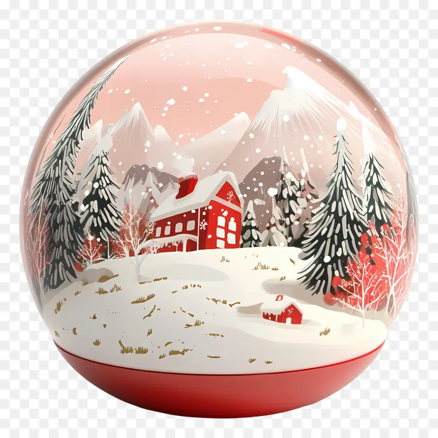 Natal，Globo De Neve Com Casa PNG