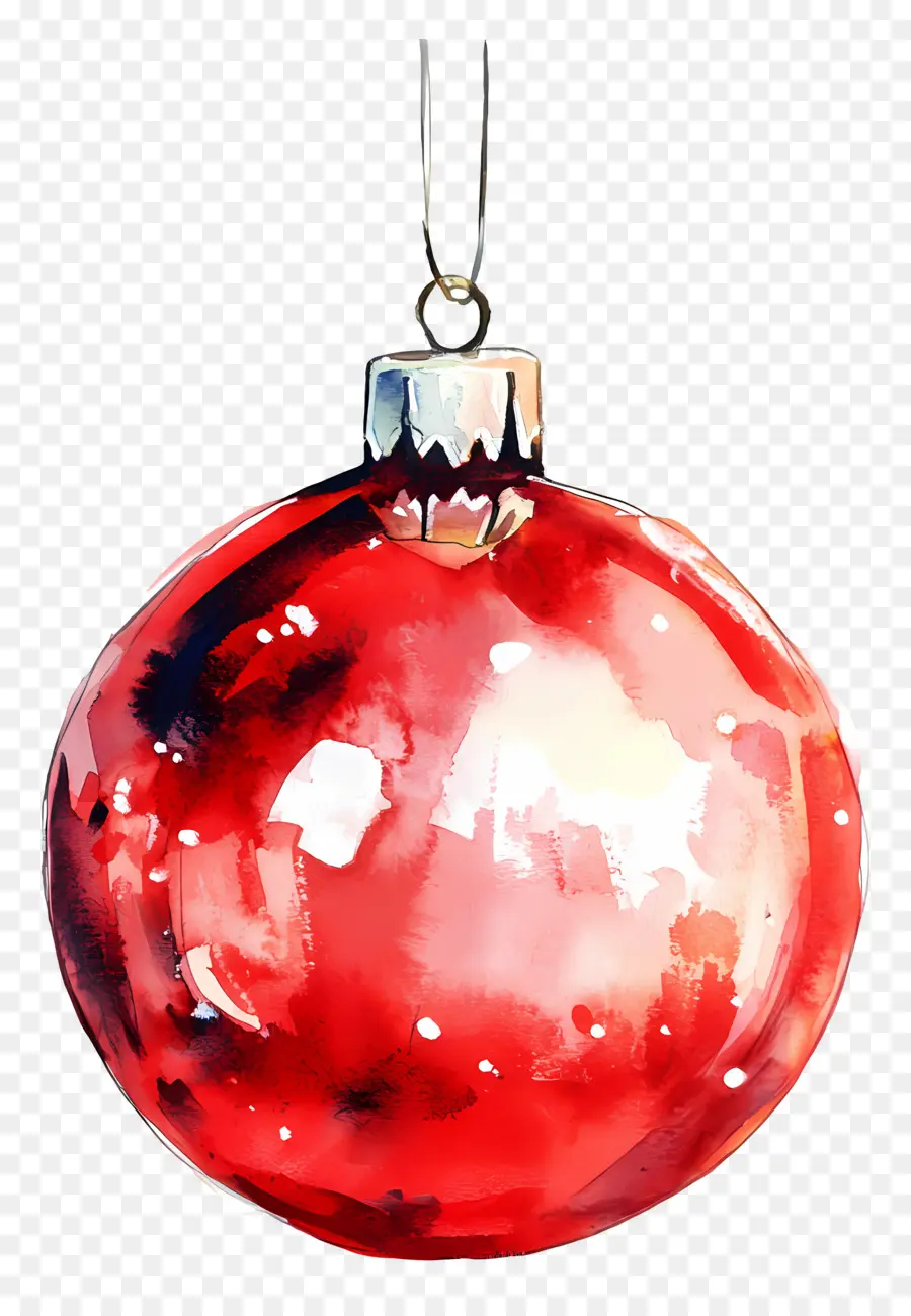 Aquarela De Natal，Ornamento Vermelho PNG