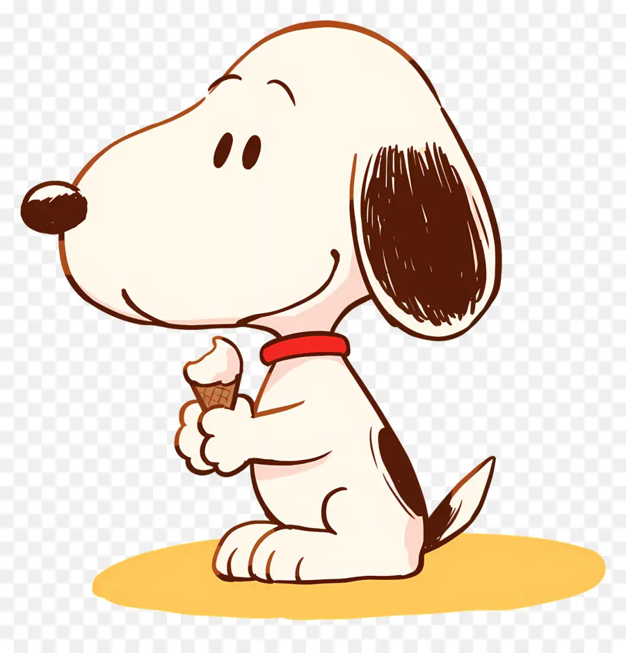 Snoopy Tomando Sorvete，Cachorro De Desenho Animado Com Sorvete PNG