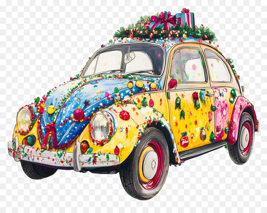 Carro De Natal，Carro Decorado PNG