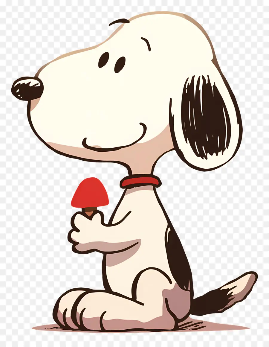 Snoopy Tomando Sorvete，Cão De Desenho Animado Com Picolé PNG