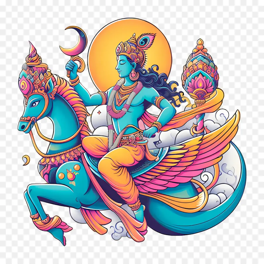 Utpanna Ekadashi，Divindade A Cavalo PNG