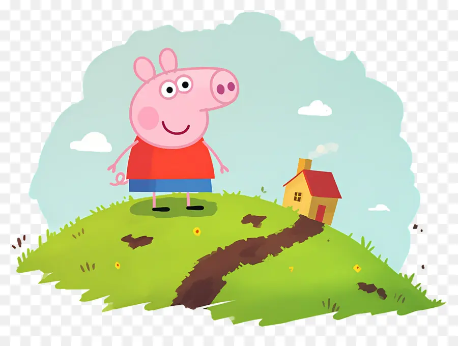 Peppa Pig，Porco De Desenho Animado Em Vestido Vermelho PNG