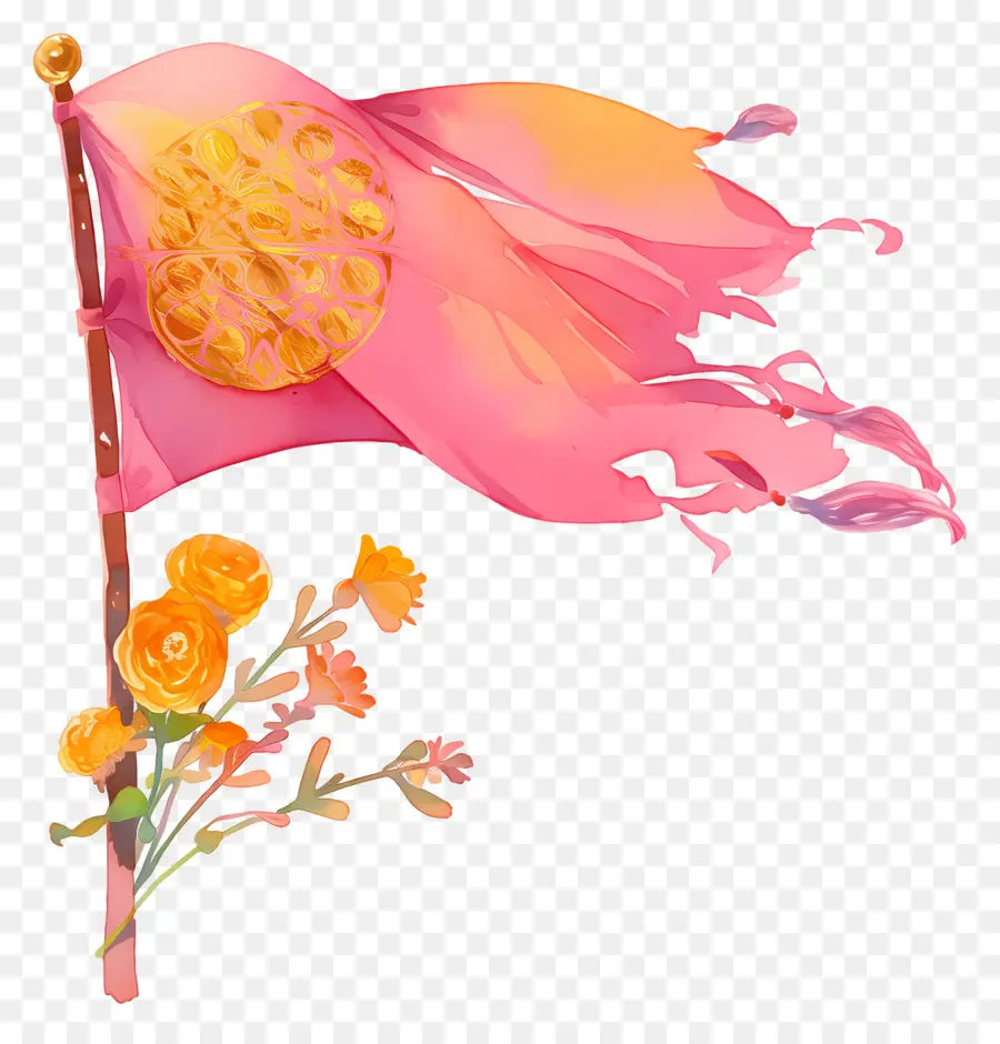 Bandeira Rosa，Bandeira Com Flores PNG