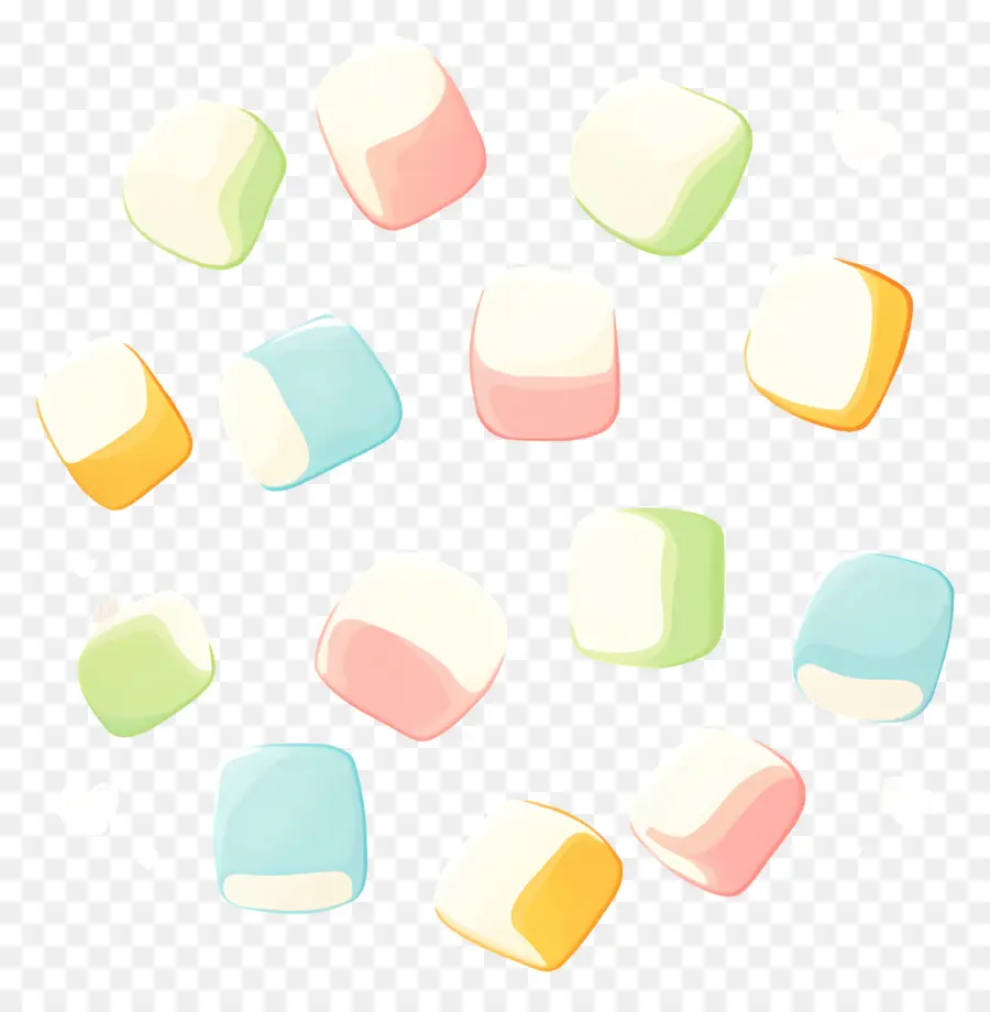 Marshmallows，Marshmallows Coloridos PNG