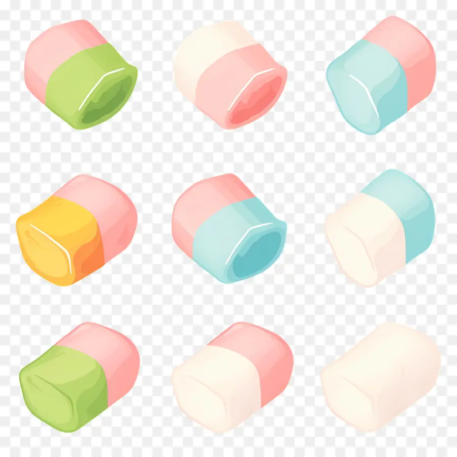 Marshmallows，Marshmallows Coloridos PNG