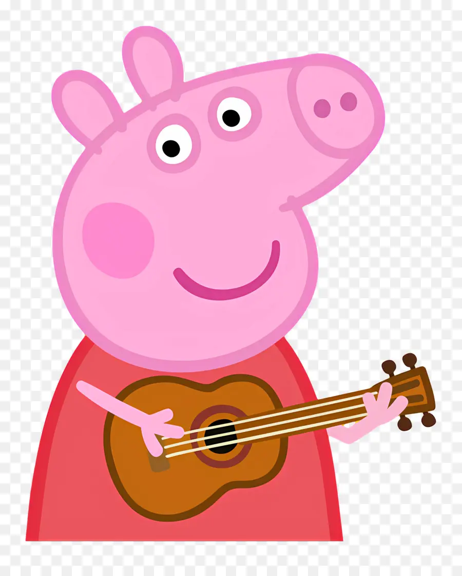 Peppa Pig，Porco De Desenho Animado Com Guitarra PNG