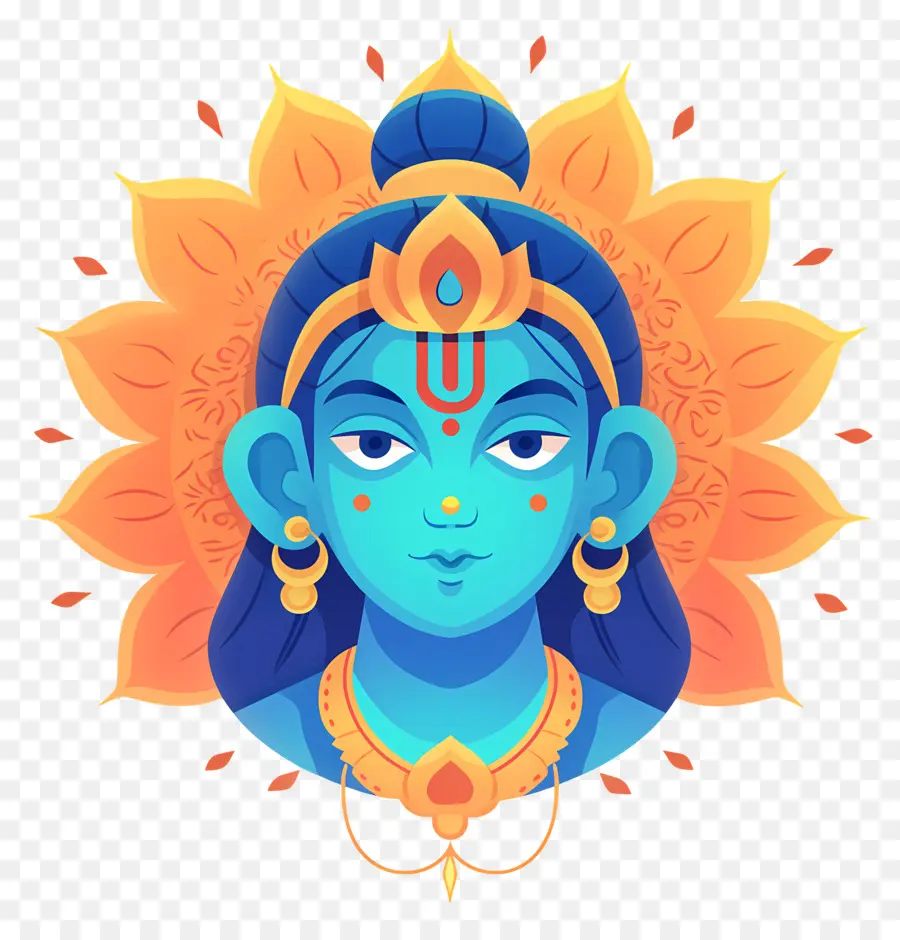 Ram Navami，Ilustra O Da Divindade Azul PNG