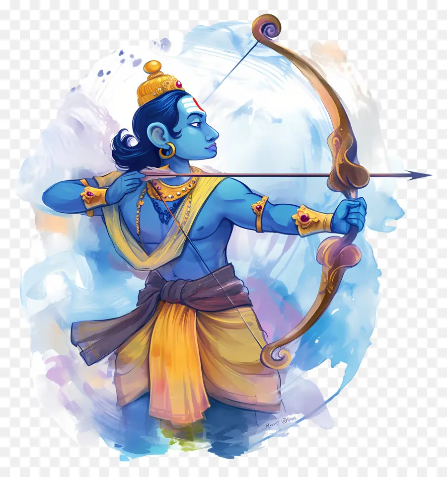 Ram Navami，Arqueiro Azul PNG