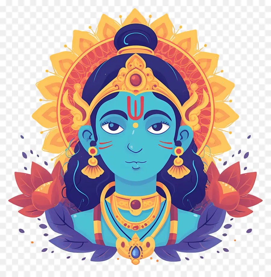 Ram Navami，Ilustra O Da Divindade Azul PNG