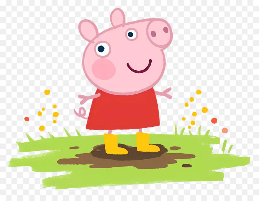 Peppa Pig，Porco De Desenho Animado Em Vestido Vermelho PNG