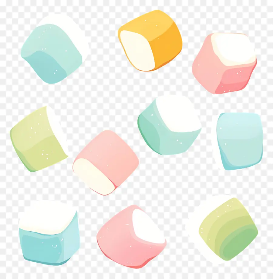 Marshmallows，Marshmallows Coloridos PNG