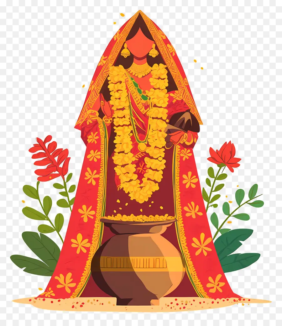 Mulher Indiana，Mulher Tradicional De Vermelho PNG