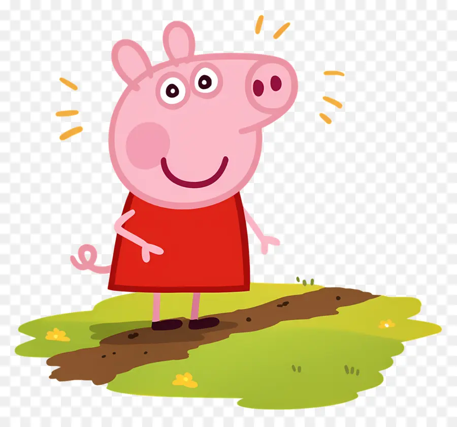 Peppa Pig，Porco De Desenho Animado Em Vestido Vermelho PNG