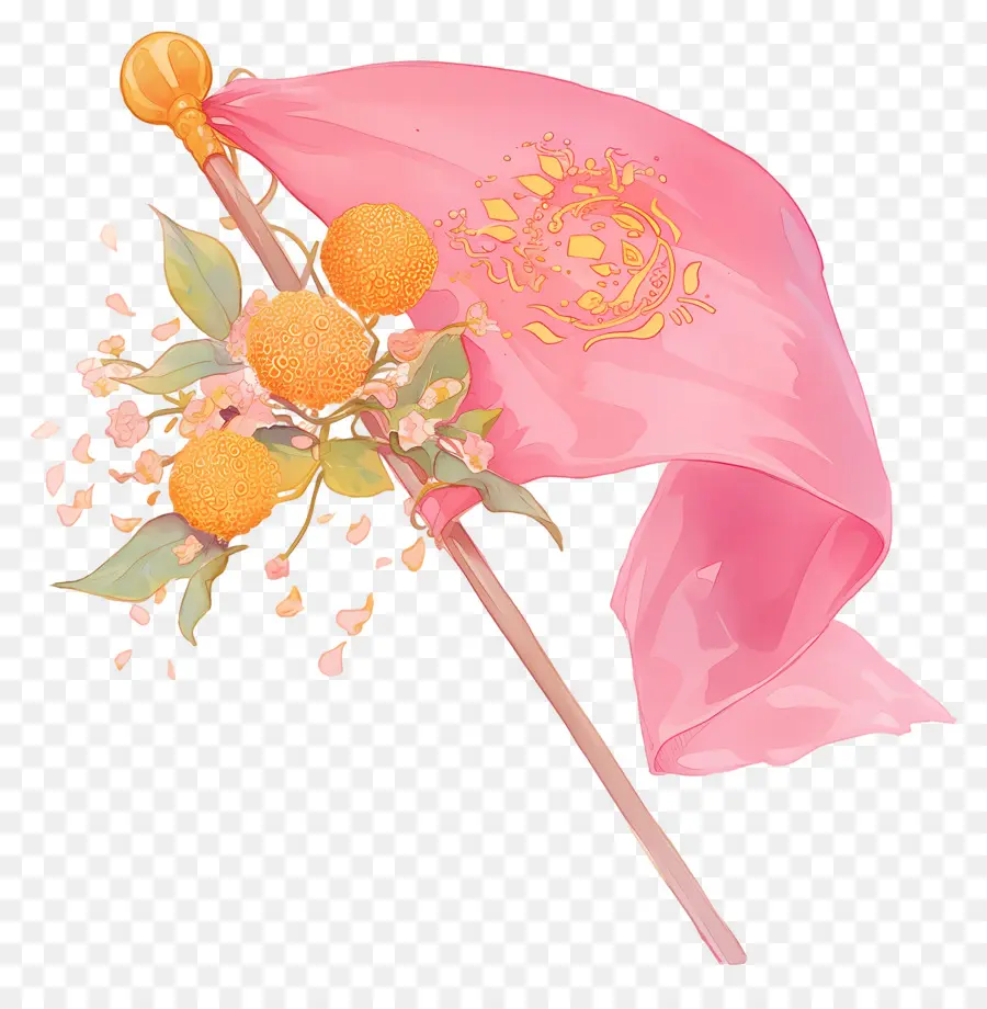 Bandeira Rosa，Bandeira Rosa Com Desenho Floral PNG