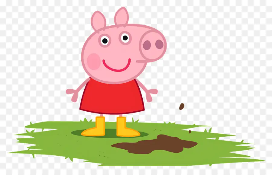 Peppa Pig，Porco De Desenho Animado Em Vestido Vermelho PNG