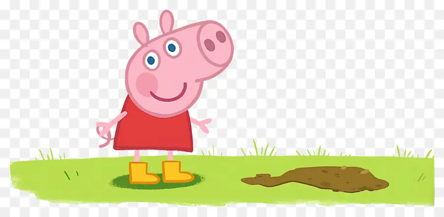 Peppa Pig，Porco De Desenho Animado Em Vestido Vermelho PNG