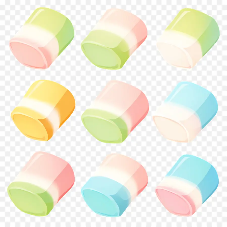 Marshmallows，Marshmallows Coloridos PNG