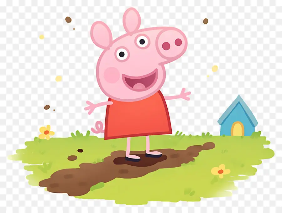 Peppa Pig，Porco De Desenho Animado Em Vestido Vermelho PNG