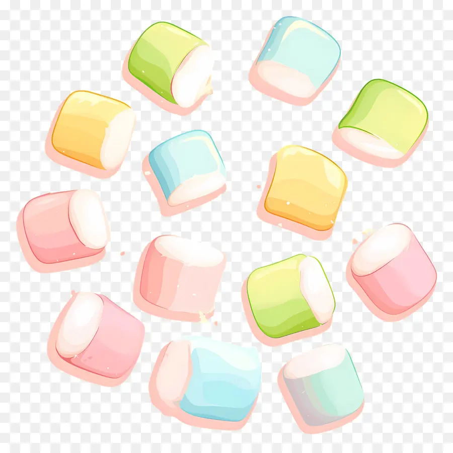 Marshmallows，Marshmallows Coloridos PNG