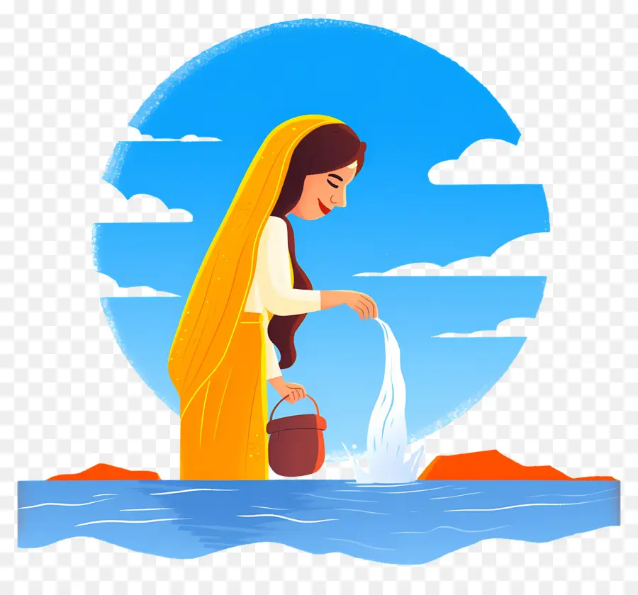 Chhath Puja，Mulher Derramando água PNG