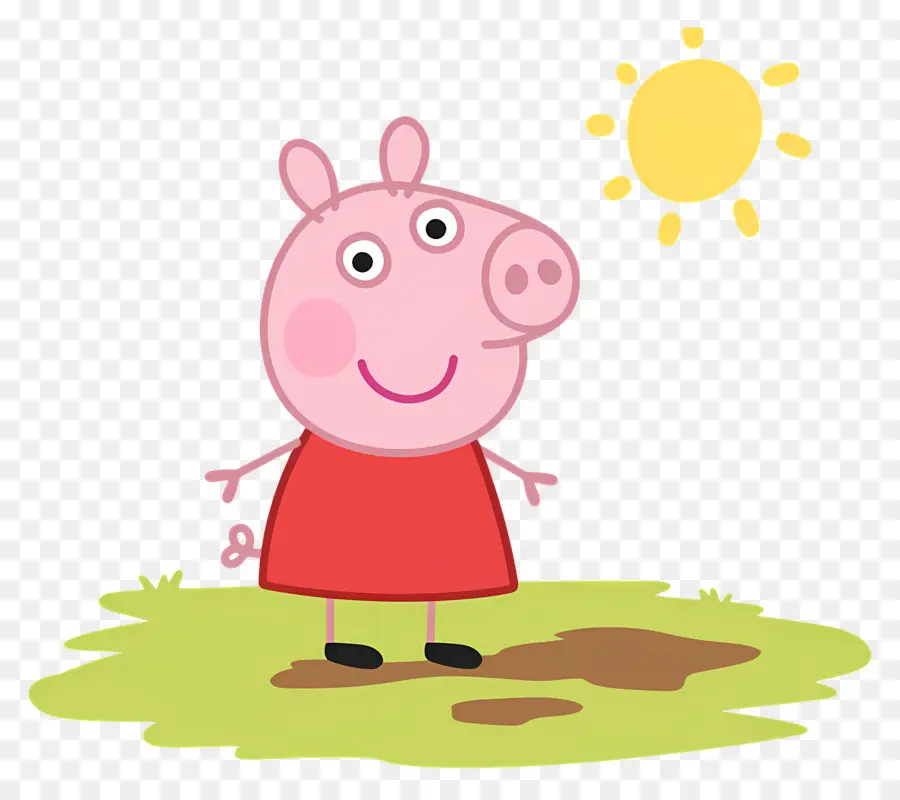 Peppa Pig，Porco De Desenho Animado Em Vestido Vermelho PNG