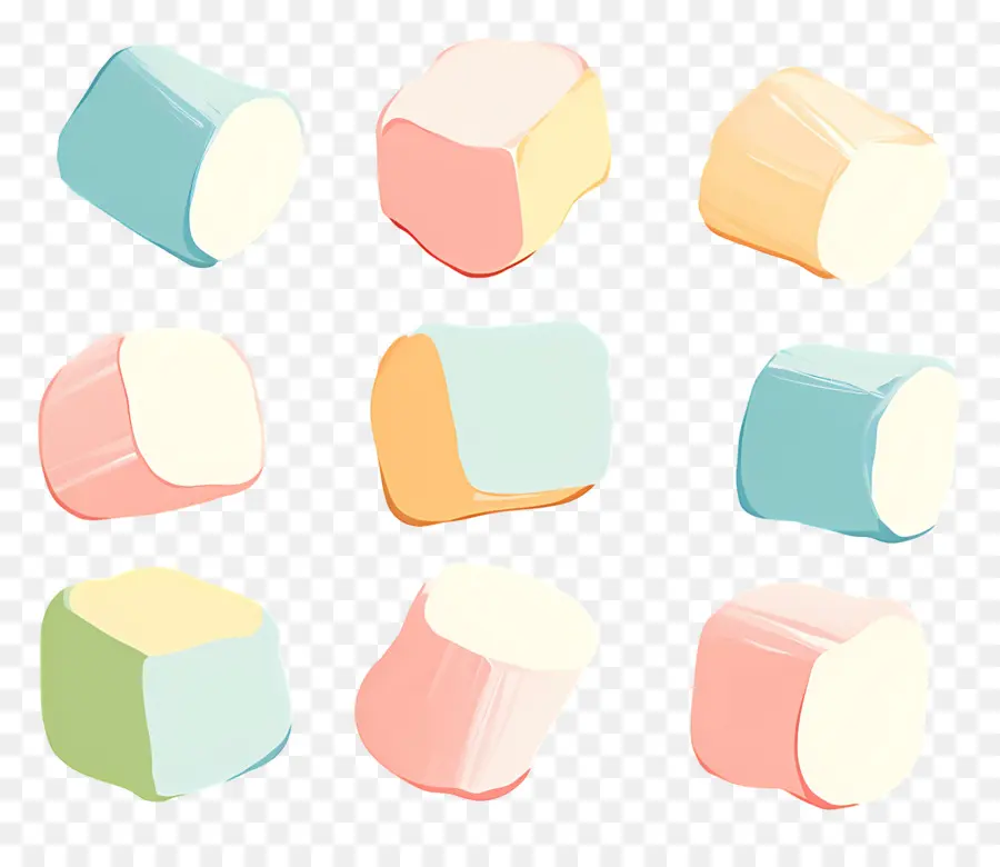 Marshmallows，Marshmallows Coloridos PNG