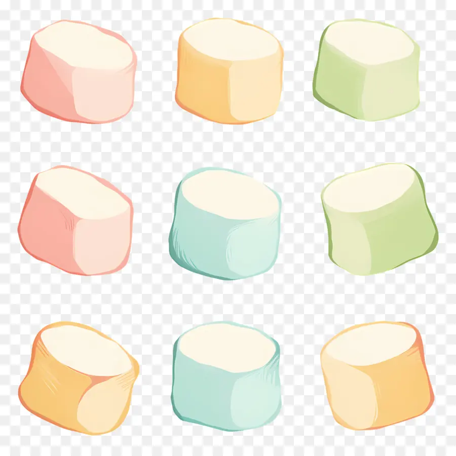 Marshmallows，Marshmallows Coloridos PNG