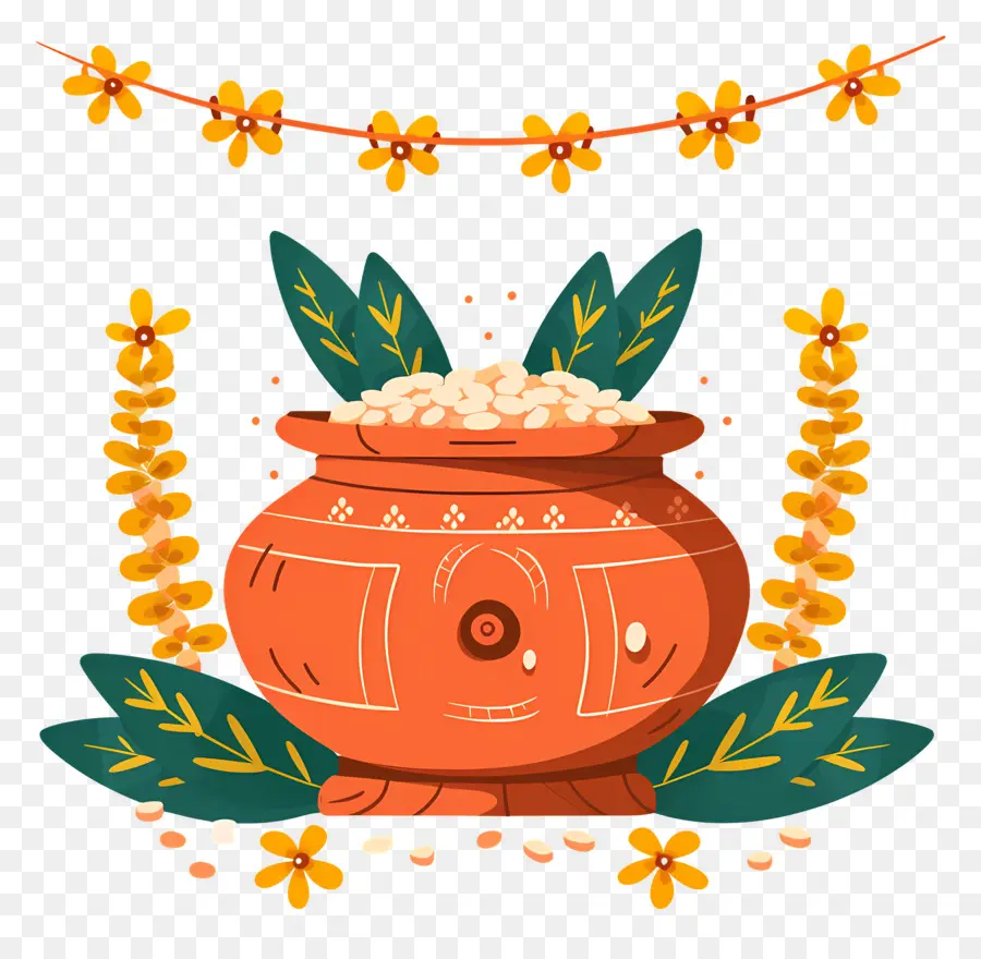 Feliz Ugadi，Pote Com Folhas PNG